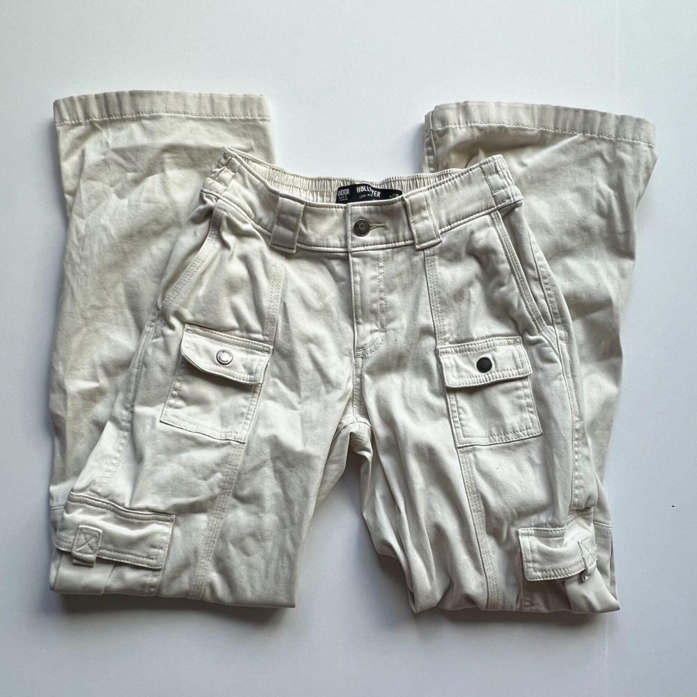 Hollister Low Rise Baggy Pants Cream White